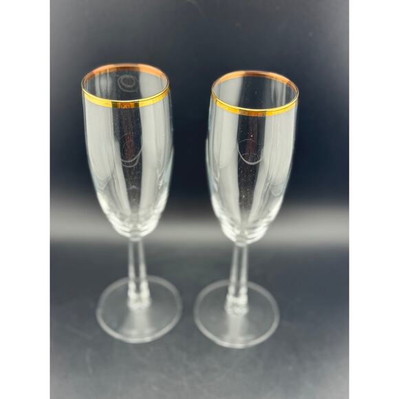 Champagne Flute with Gold Rim - Picture 2 of 8